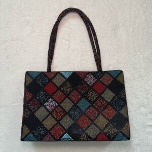 Vintage 70s/80s Beaded East West Mini Tote Shoulder Bag